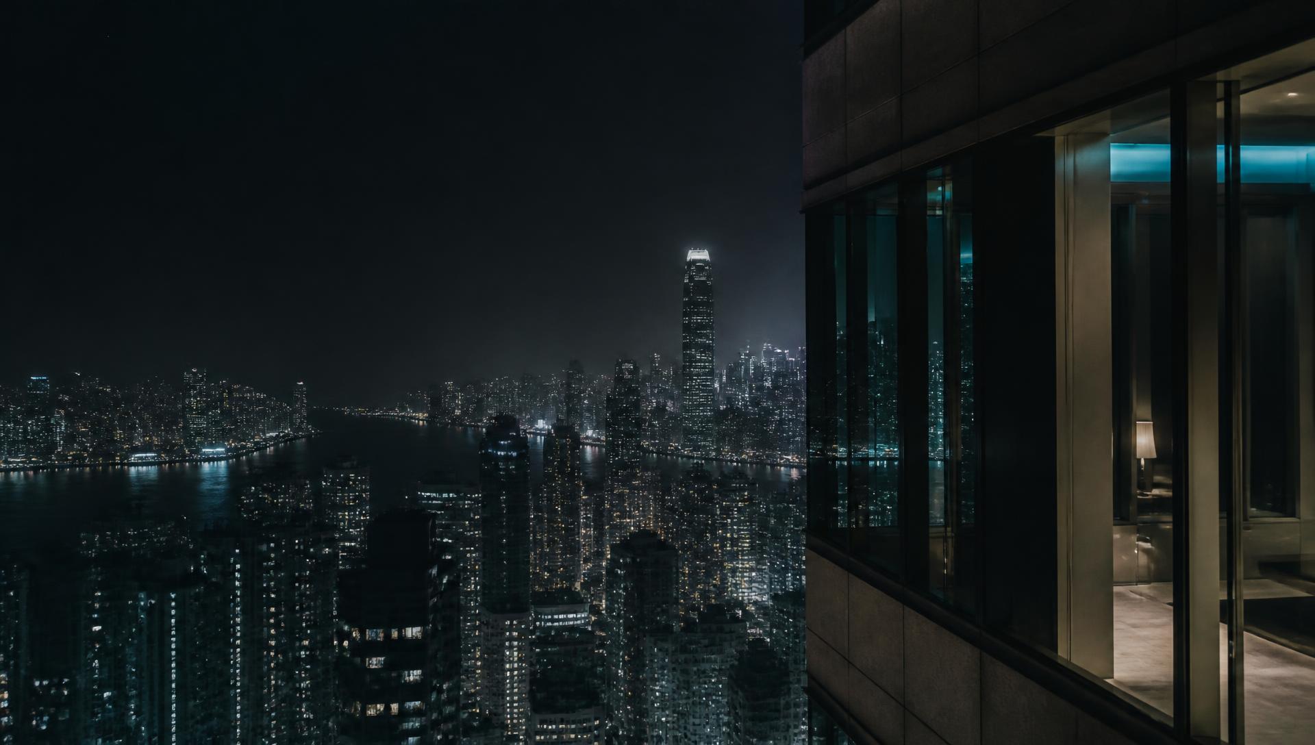 Hong Kong harbour and towers at night